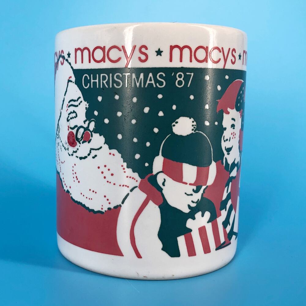 1987 Macy’s Christmas Santa Coffee Mug 80s 1980s Vintage